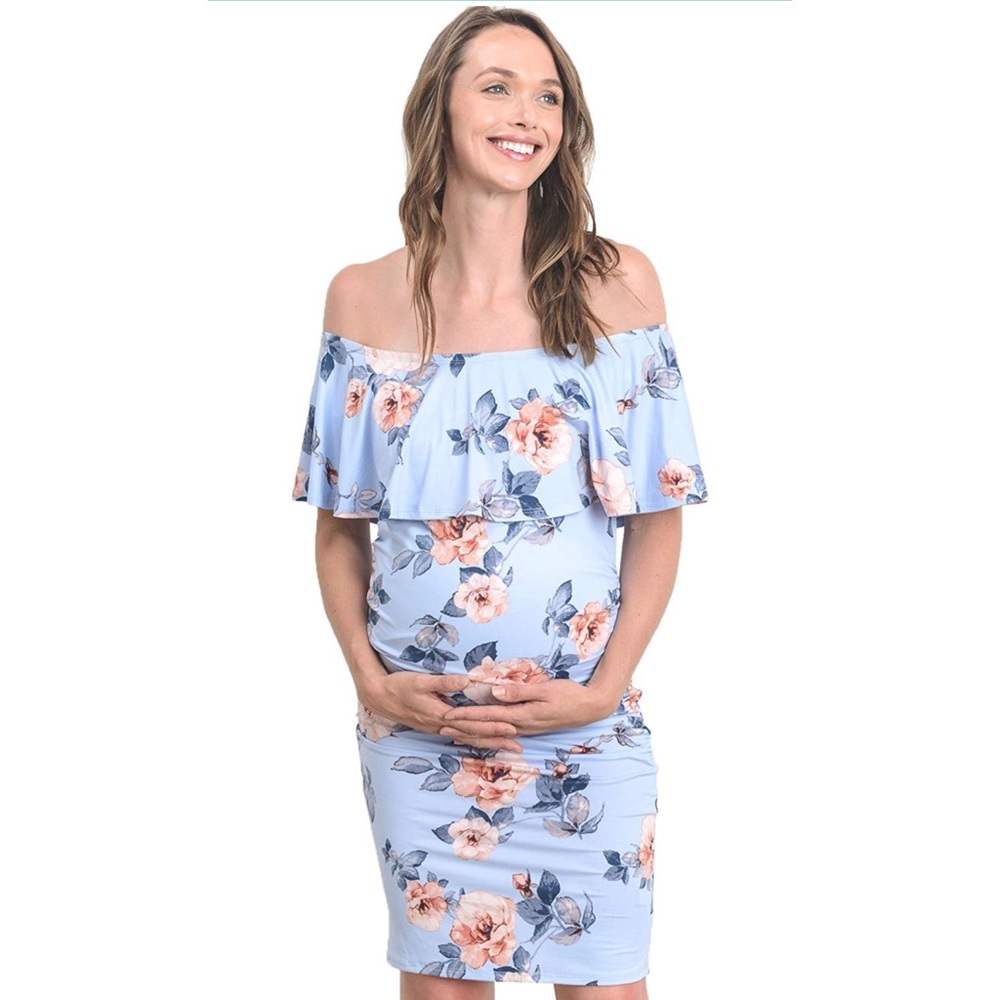 Cute Off The Shoulder Maternity Dress
